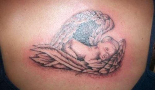 Sleeping Baby Angel Tattoo design Idea